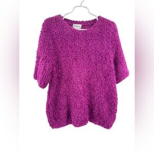 For The Republic XL Fuzzy Polyester Magenta Shirt Sleeve Sweater